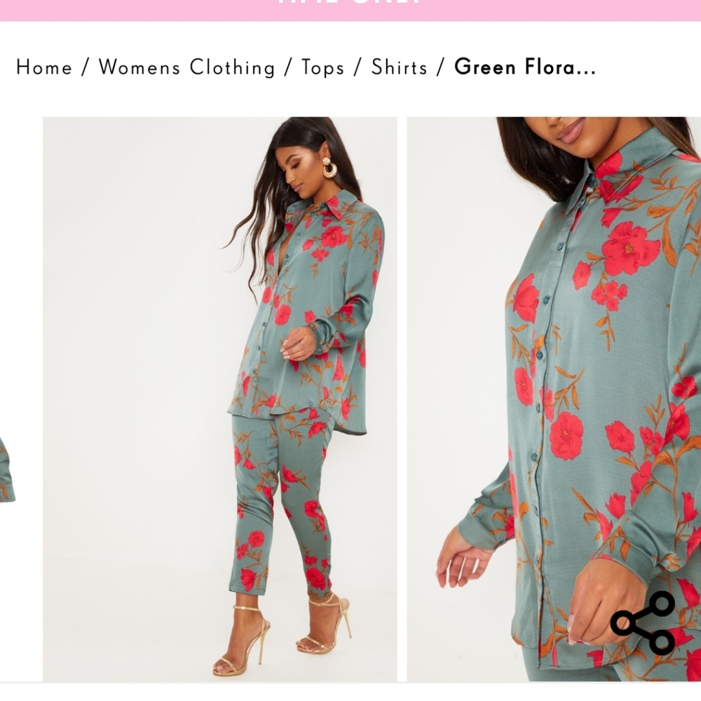 Green and floral pant set